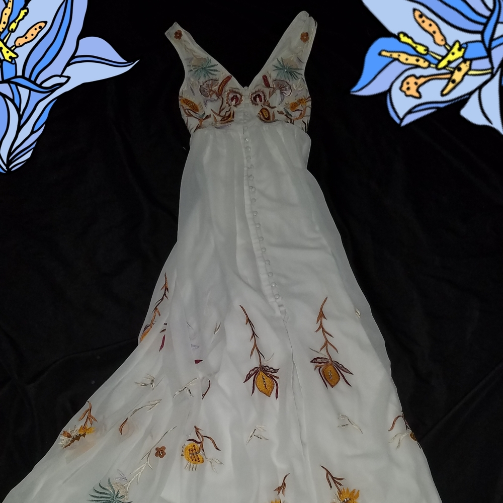 NASTY GAL Spring Summer Embroidered Maxi Dress NWT